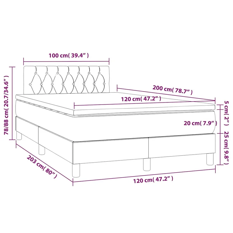 Sommier à lattes de lit et matelas Vert foncé 120x200cm Velours - 8