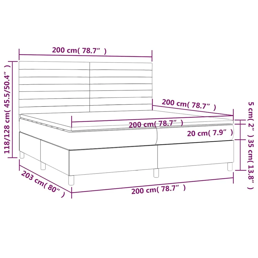 Sommier à lattes de lit avec matelas LED Vert foncé 200x200 cm - 9