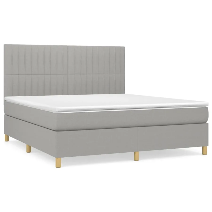 Sommier à lattes de lit avec matelas Gris clair 160x200cm Tissu - 2