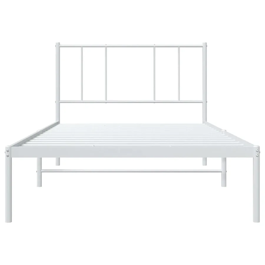 Cadre de lit métal sans matelas avec tête de lit blanc 75x190cm - 6