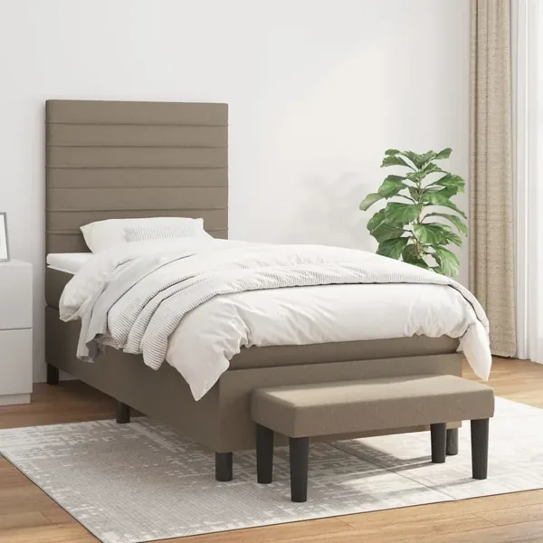 Sommier à lattes de lit avec matelas Taupe 80x200 cm Tissu