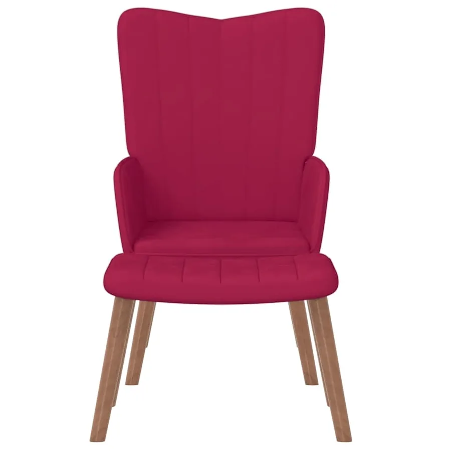 Chaise de relaxation avec repose-pied Rouge bordeaux Velours - 3