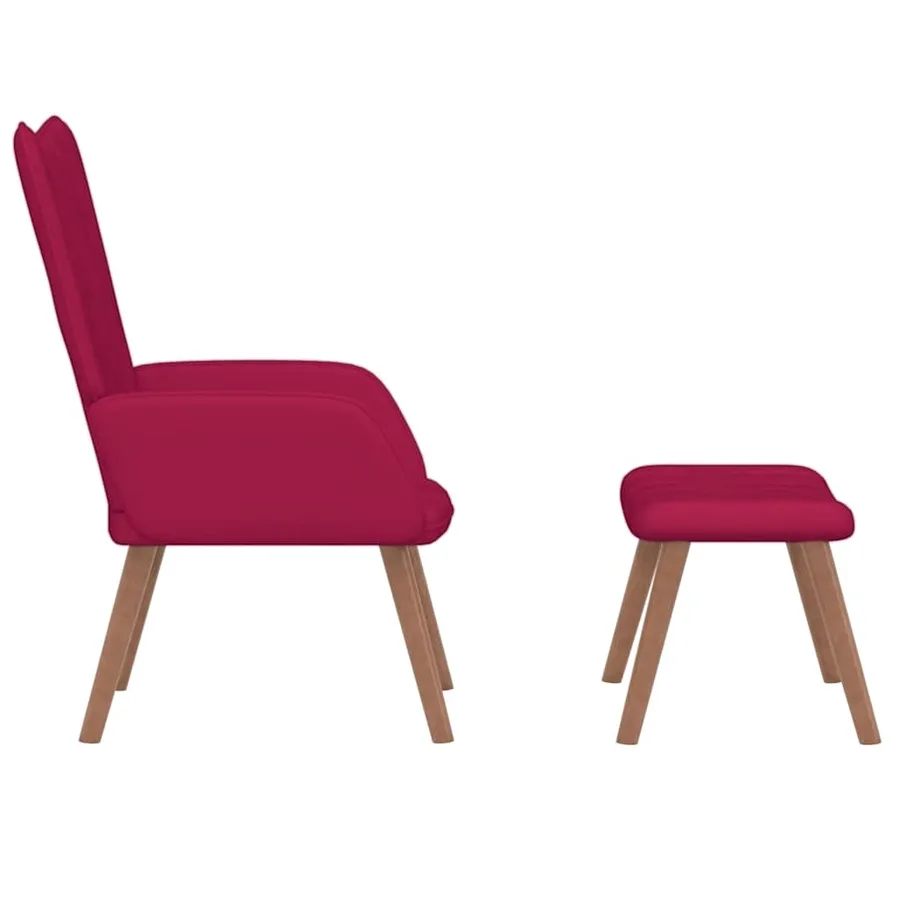 Chaise de relaxation avec repose-pied Rouge bordeaux Velours - 4