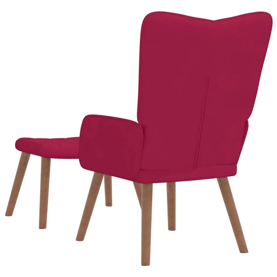 Chaise de relaxation avec repose-pied Rouge bordeaux Velours - 5