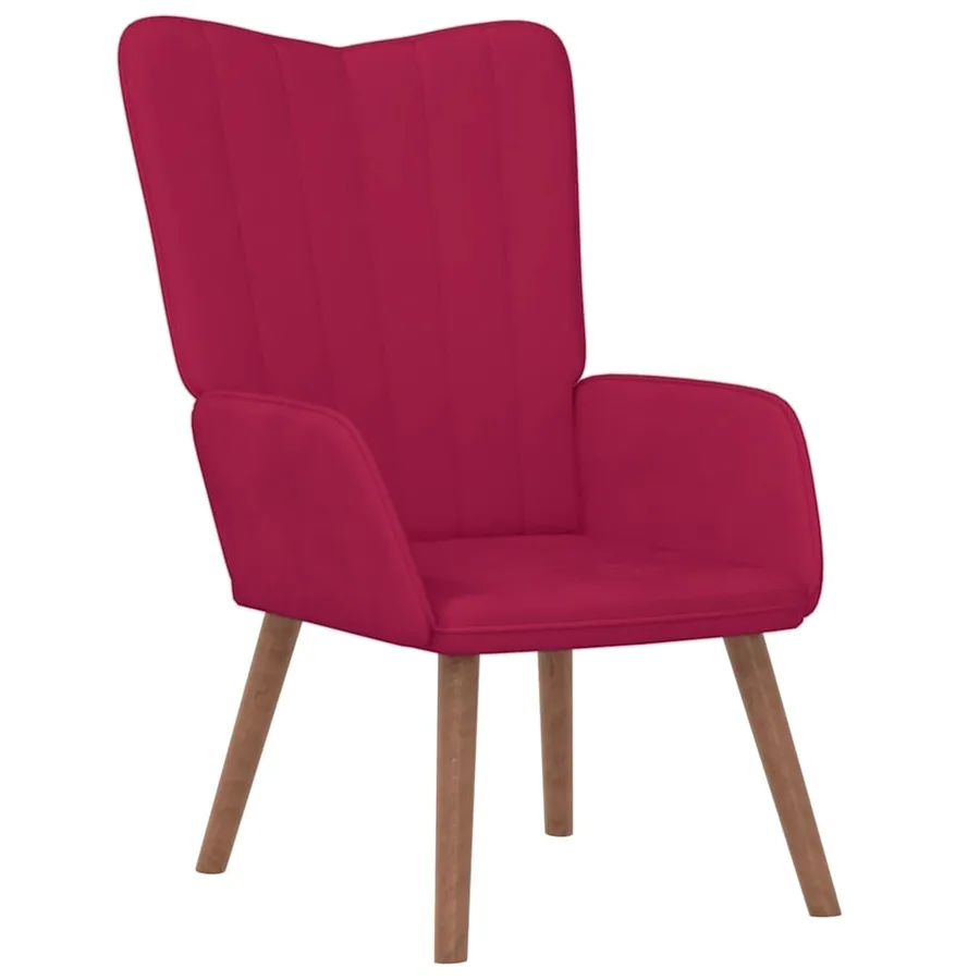 Chaise de relaxation avec repose-pied Rouge bordeaux Velours - 6