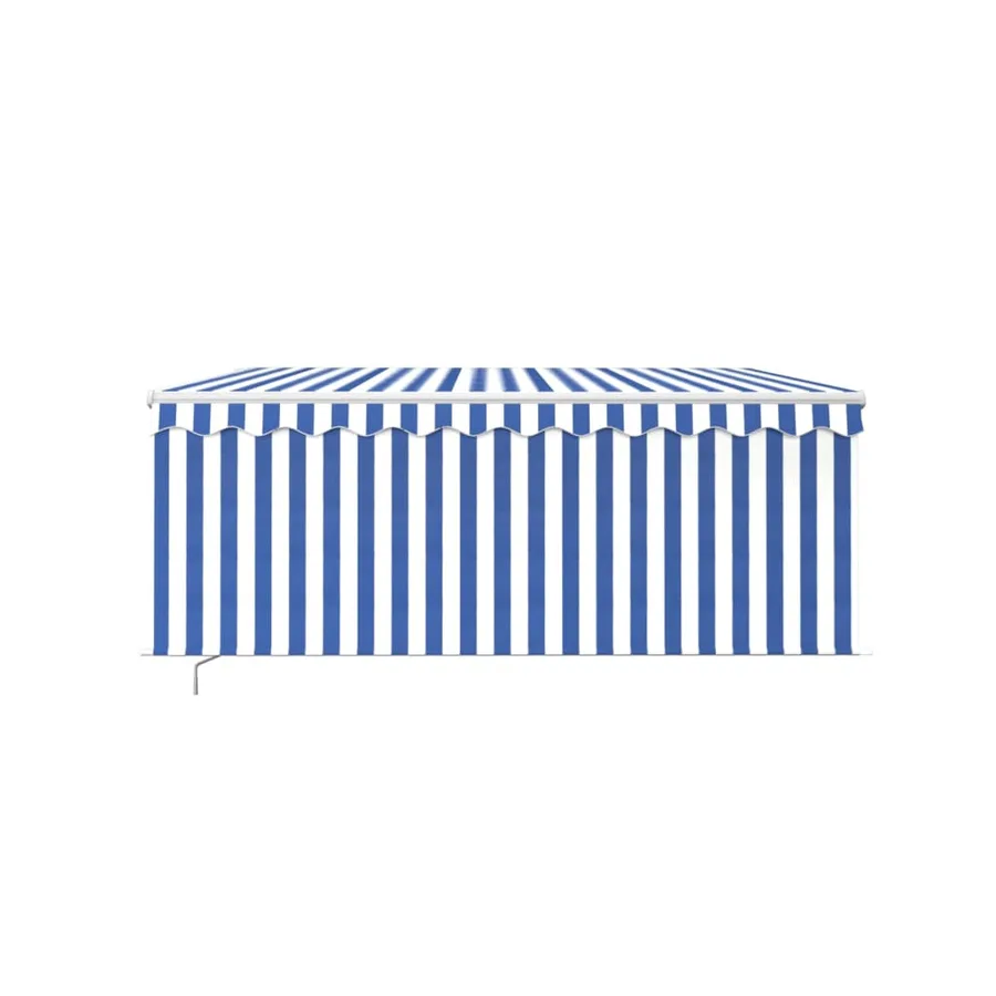 Auvent rétractable manuel avec store 3,5x2,5 m Bleu et blanc - 3