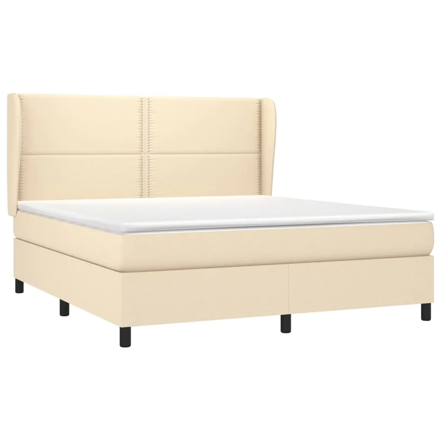 Sommier à lattes de lit avec matelas Crème 180x200 cm Tissu - 3