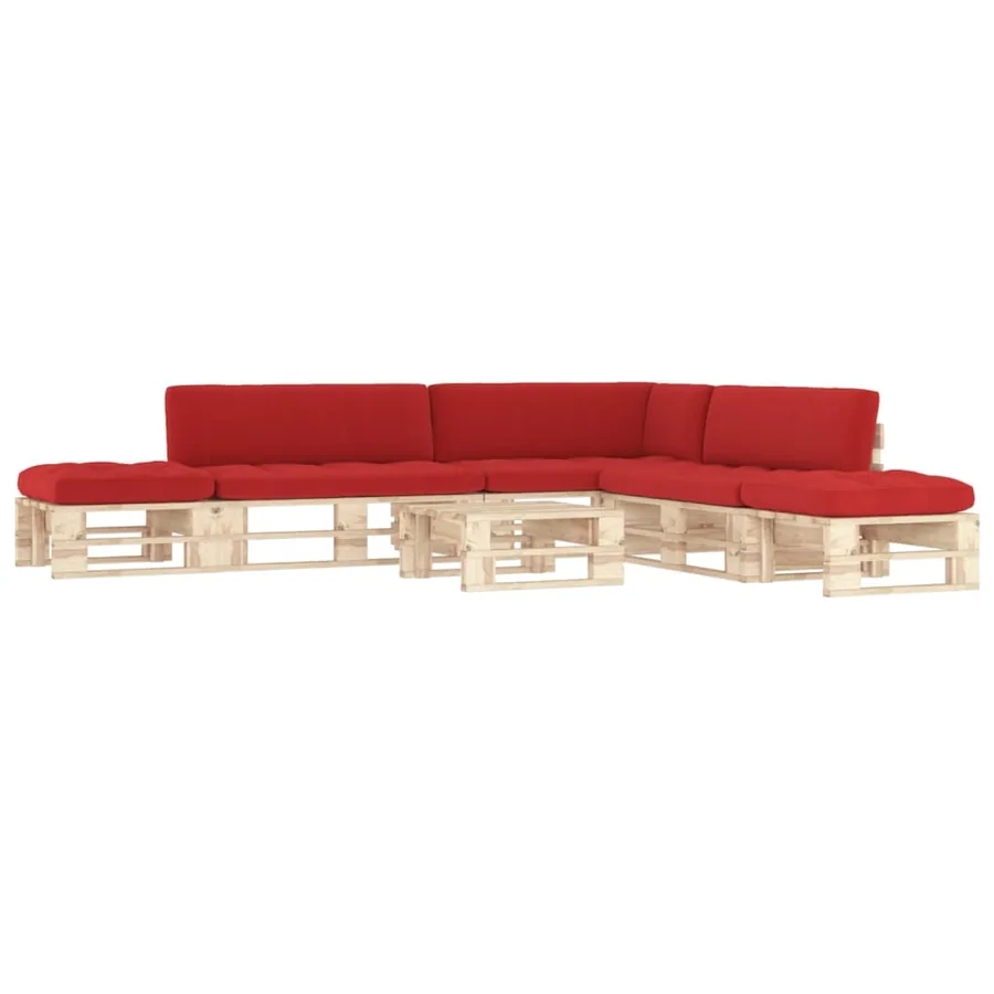 Salon de jardin palette 6pcs avec coussins Bois de pin imprégné