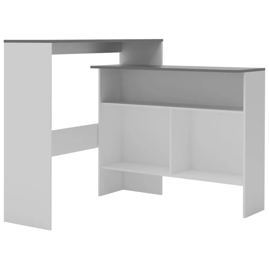 Table de bar avec 2 dessus de table Blanc et gris 130x40x120 cm - 2