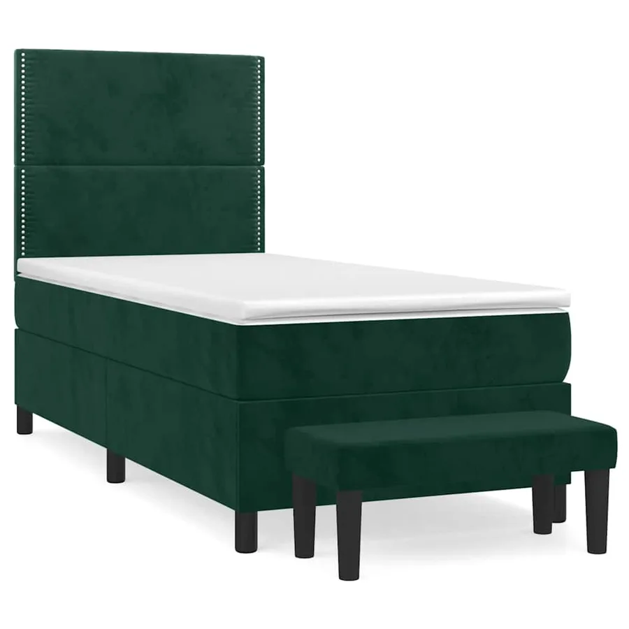 Sommier à lattes de lit avec matelas Vert foncé 100x200 cm - 2