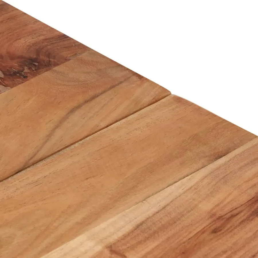 Table basse argenté acier inoxydable et bois massif d'acacia - 8