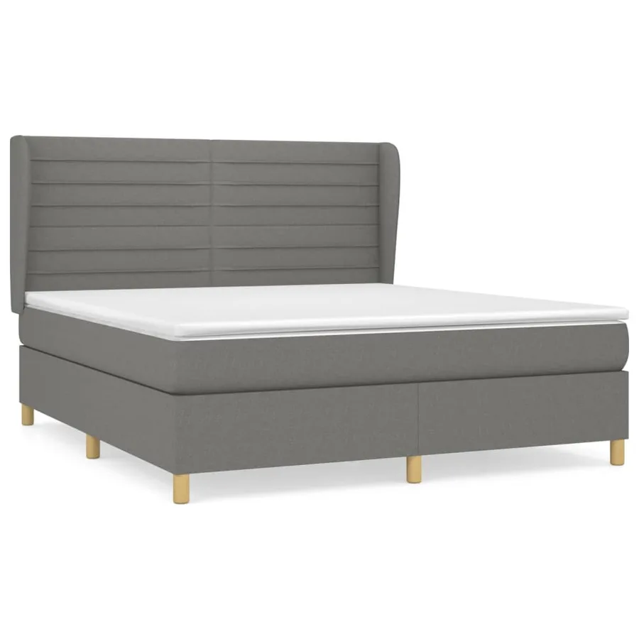 Sommier à lattes de lit avec matelas Gris foncé 180x200cm Tissu - 2