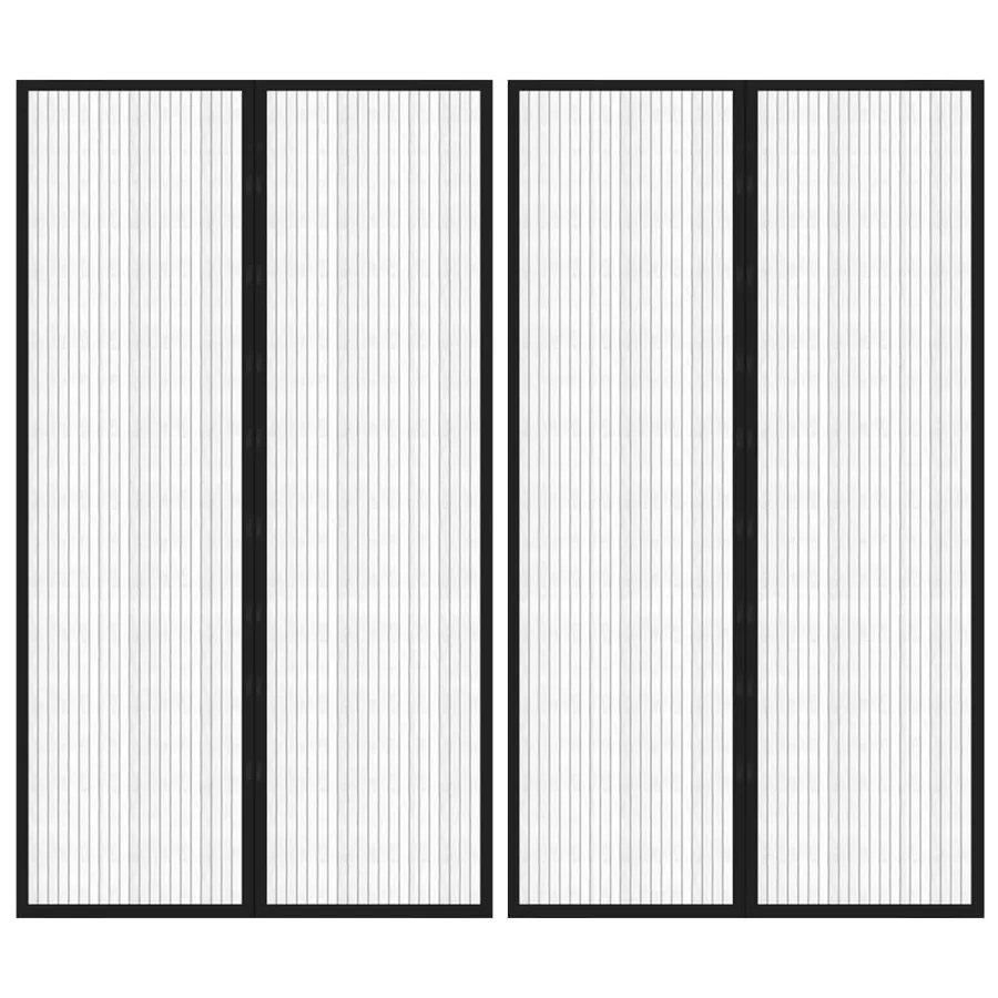 Rideaux de porte anti-insectes 2 pcs avec aimants noir 200x80cm
