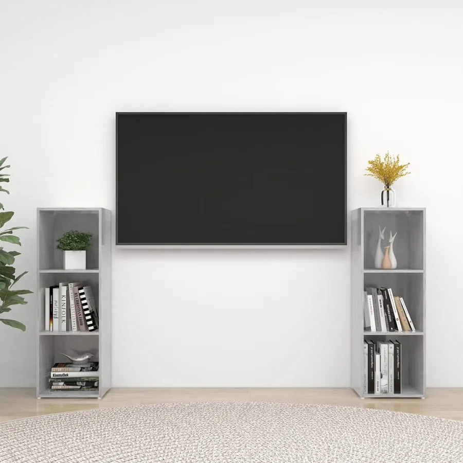 Meubles TV 2 pcs Gris béton 107x35x37 cm Bois d'ingénierie