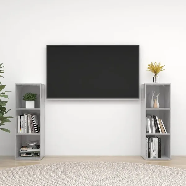 Meubles TV 2 pcs Gris béton 107x35x37 cm Bois d'ingénierie