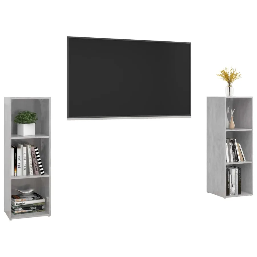 Meubles TV 2 pcs Gris béton 107x35x37 cm Bois d'ingénierie - 3