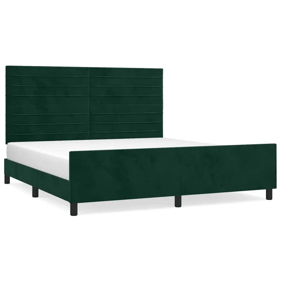 Cadre de lit sans matelas vert foncé velours - 2