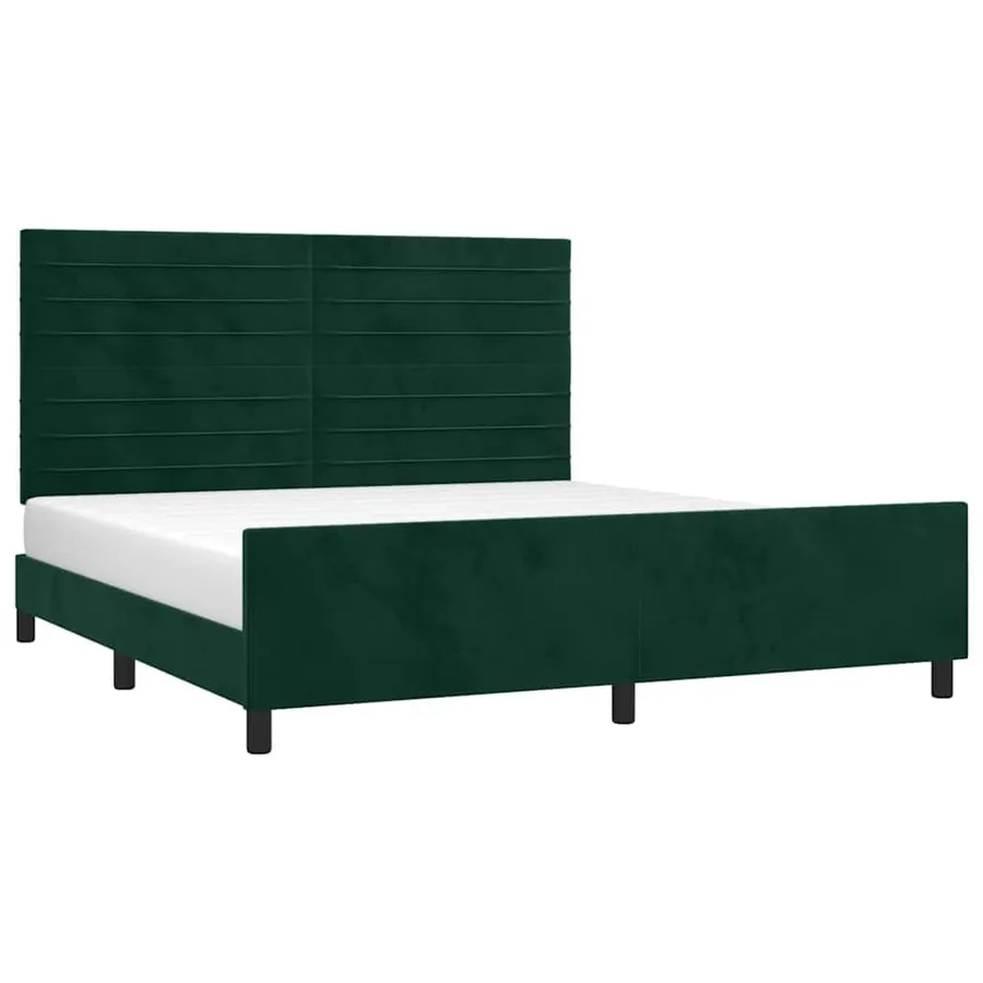 Cadre de lit sans matelas vert foncé velours - 3