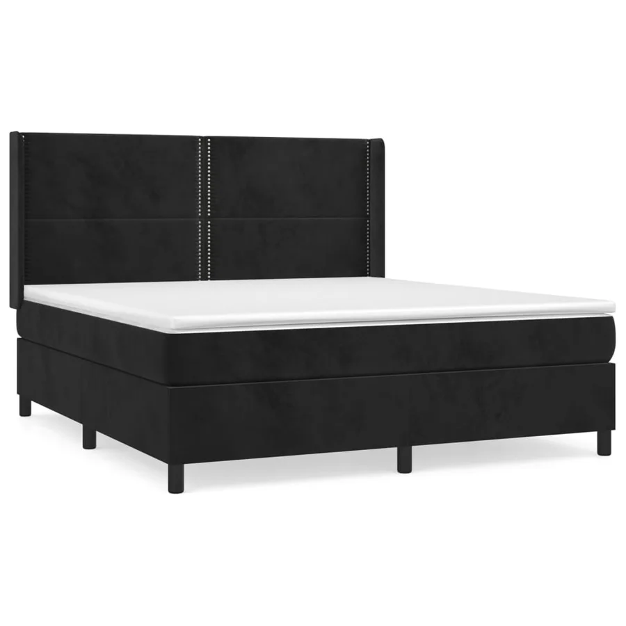 Sommier à lattes de lit et matelas Noir 160x200 cm Velours - 2