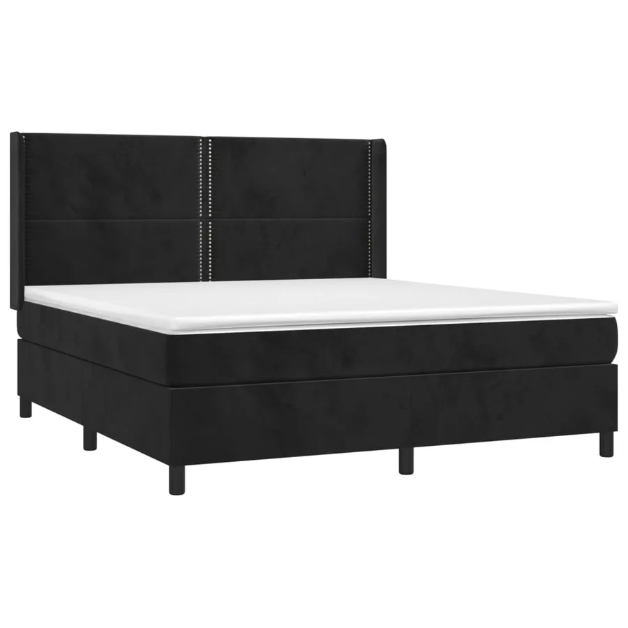 Sommier à lattes de lit et matelas Noir 160x200 cm Velours - 3