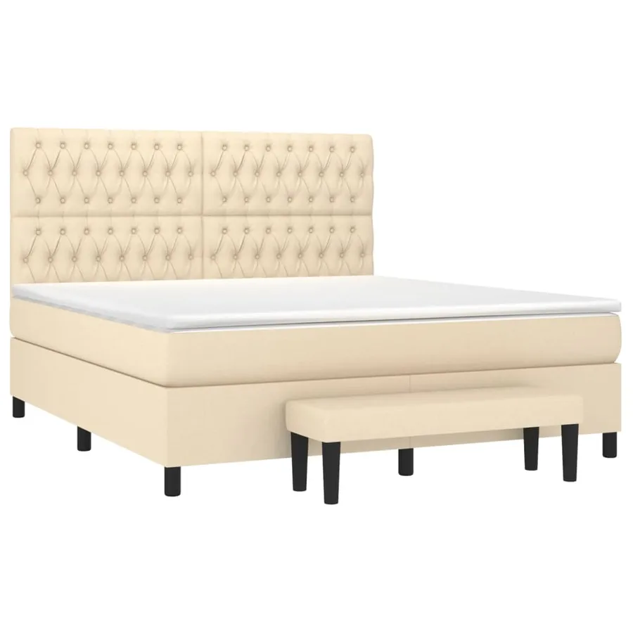 Sommier à lattes de lit avec matelas Crème 180x200 cm Tissu - 3