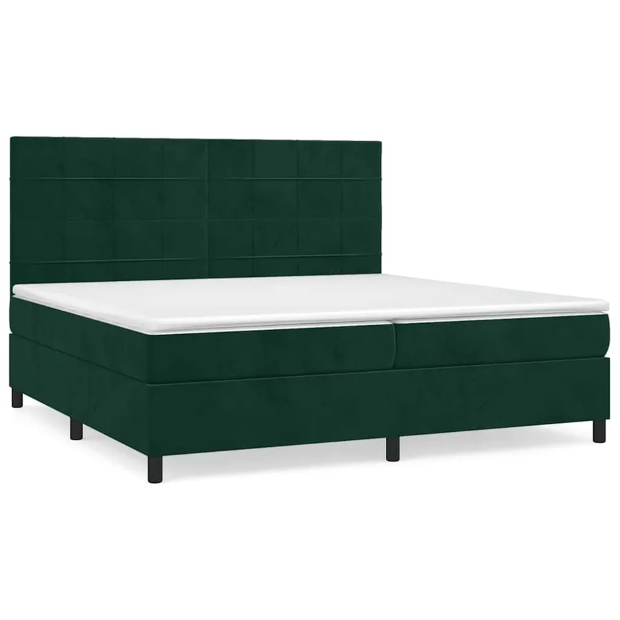 Sommier à lattes de lit et matelas Vert foncé 200x200cm Velours - 2