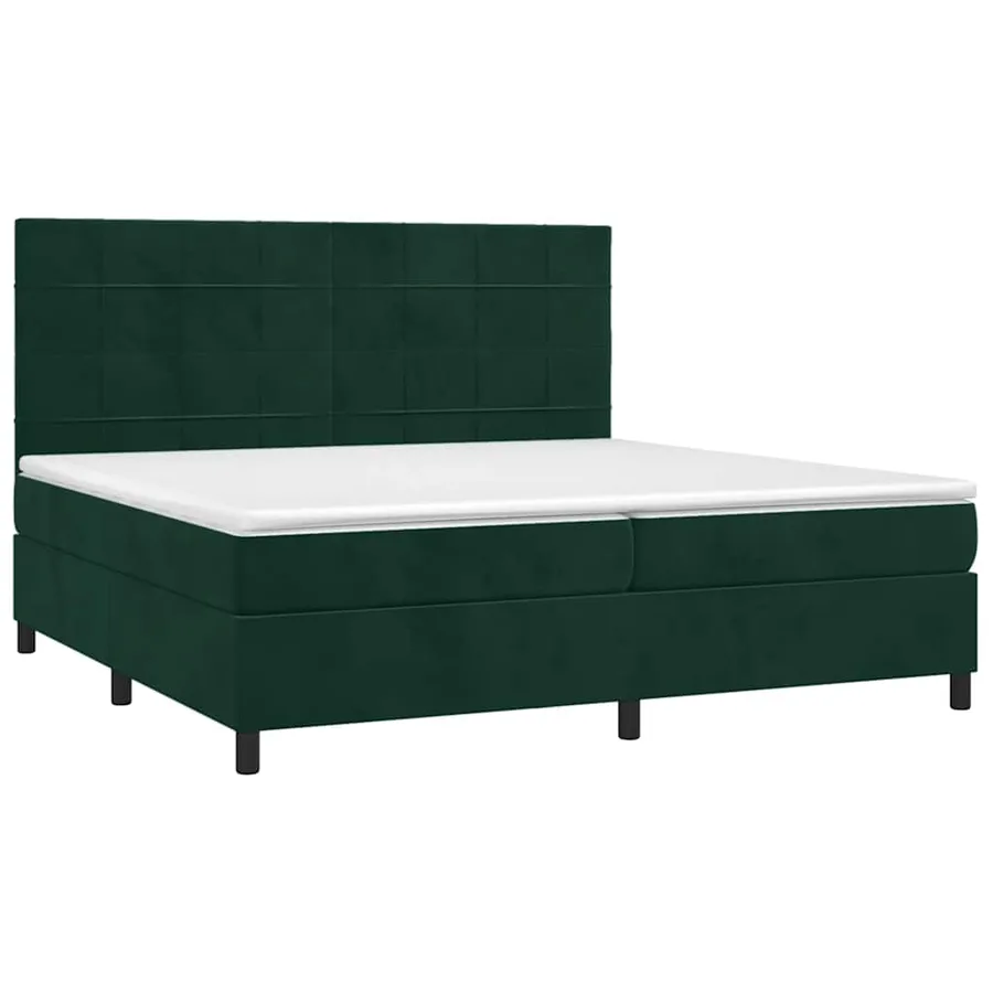Sommier à lattes de lit et matelas Vert foncé 200x200cm Velours - 3