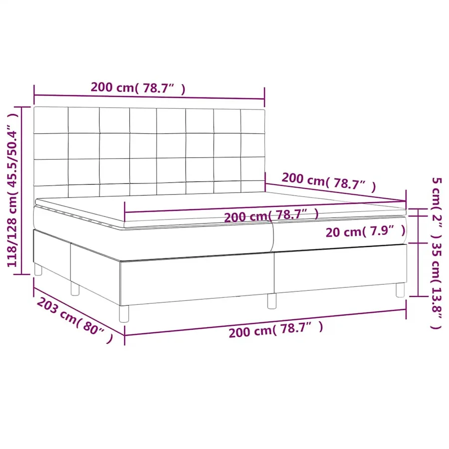 Sommier à lattes de lit et matelas Vert foncé 200x200cm Velours - 7