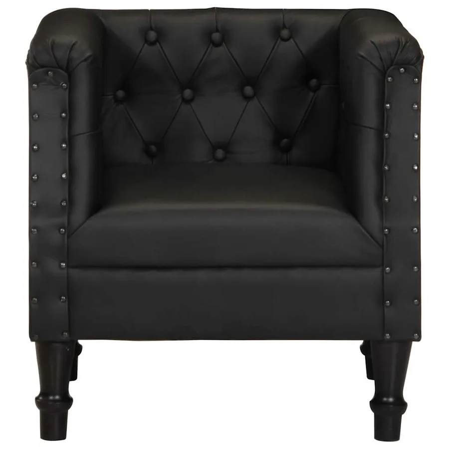 Fauteuil Noir Cuir véritable - 2