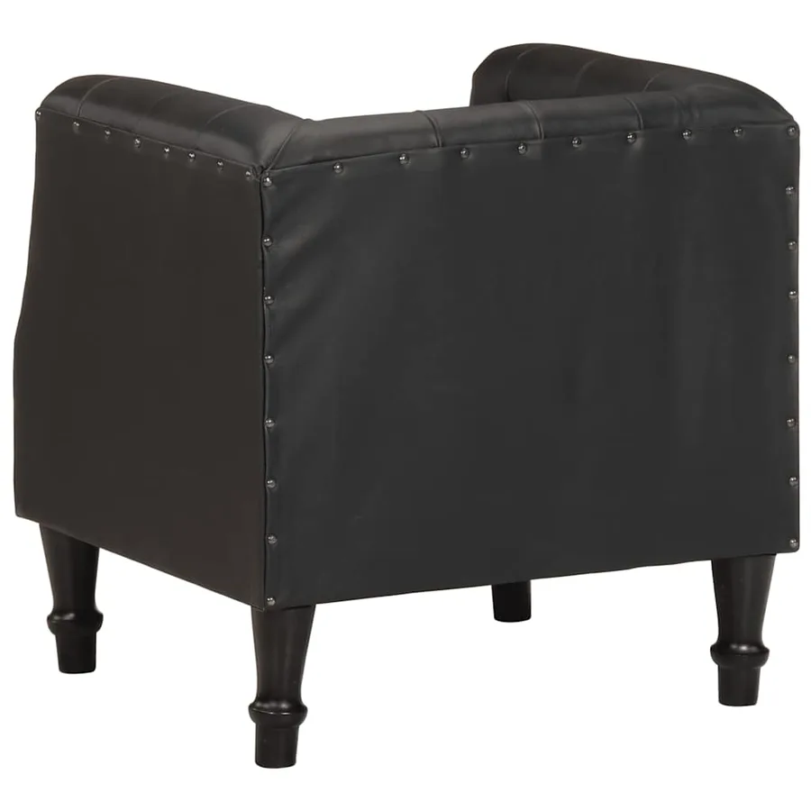Fauteuil Noir Cuir véritable - 4