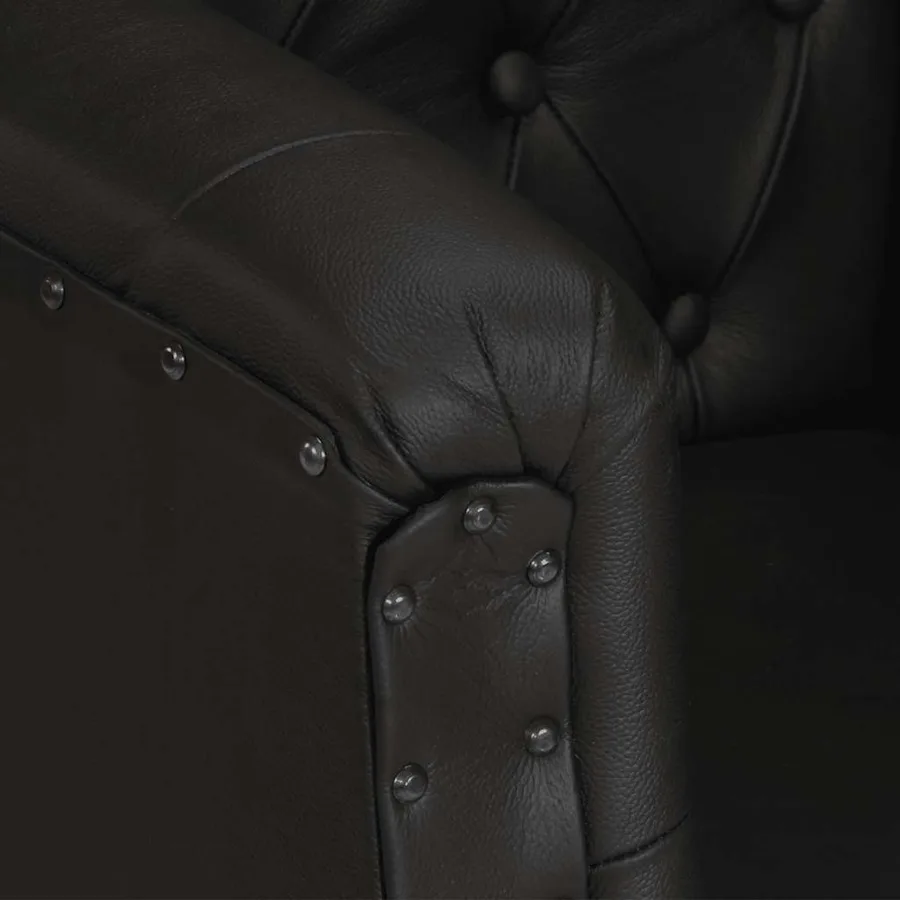 Fauteuil Noir Cuir véritable - 5