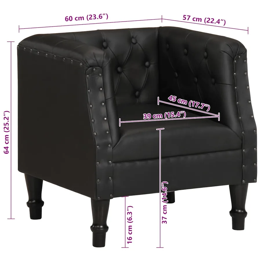 Fauteuil Noir Cuir véritable - 9