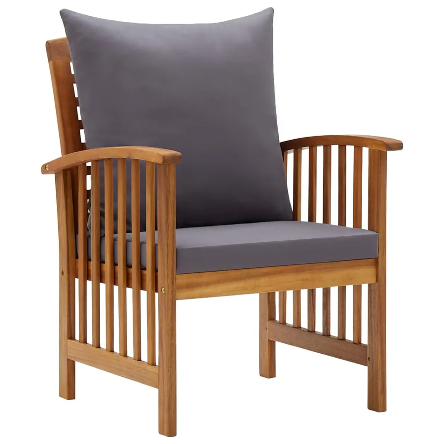 Salon de jardin 4 pcs avec coussins Bois d'acacia solide - 5