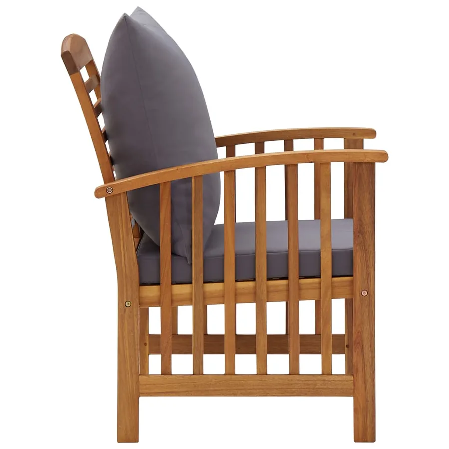 Salon de jardin 4 pcs avec coussins Bois d'acacia solide - 6