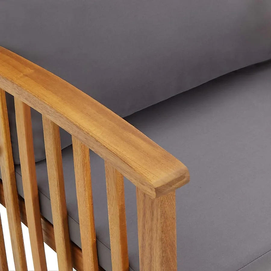 Salon de jardin 4 pcs avec coussins Bois d'acacia solide - 8