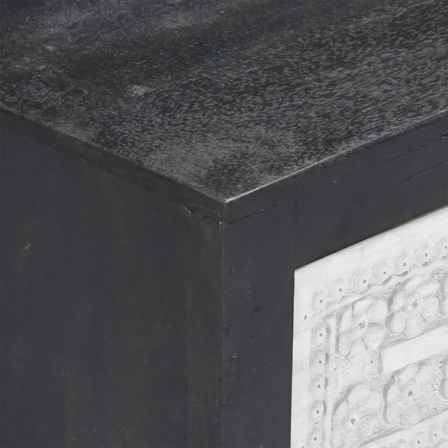 Meuble TV sculpté à la main Gris et blanc 120x30x40 cm Manguier - 6