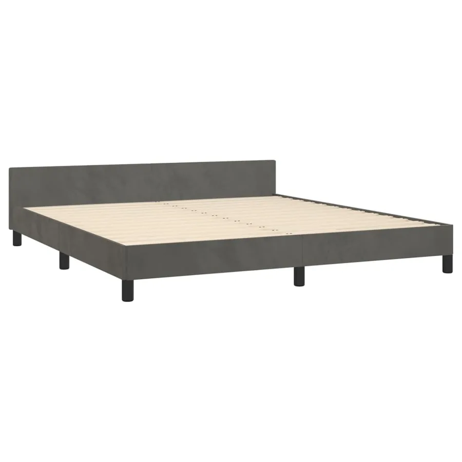 Cadre de lit sans matelas gris foncé velours - 5