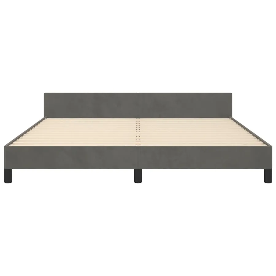 Cadre de lit sans matelas gris foncé velours - 6