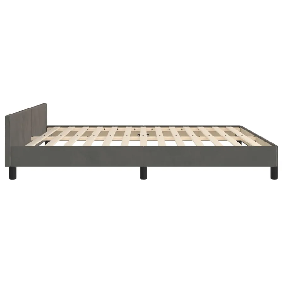 Cadre de lit sans matelas gris foncé velours - 7