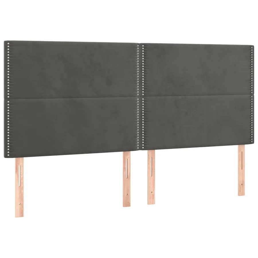 Cadre de lit sans matelas gris foncé velours - 9