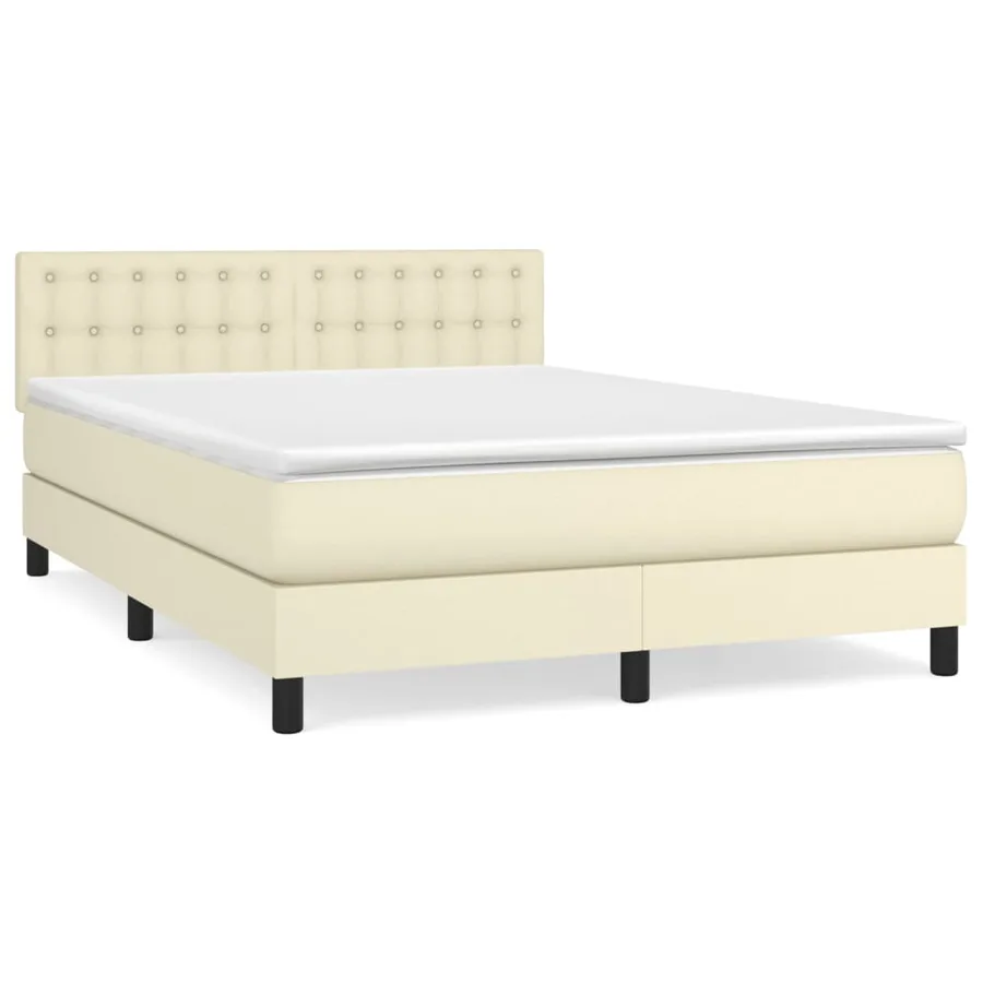 Sommier à lattes de lit avec matelas Crème 140x200cm Similicuir - 2
