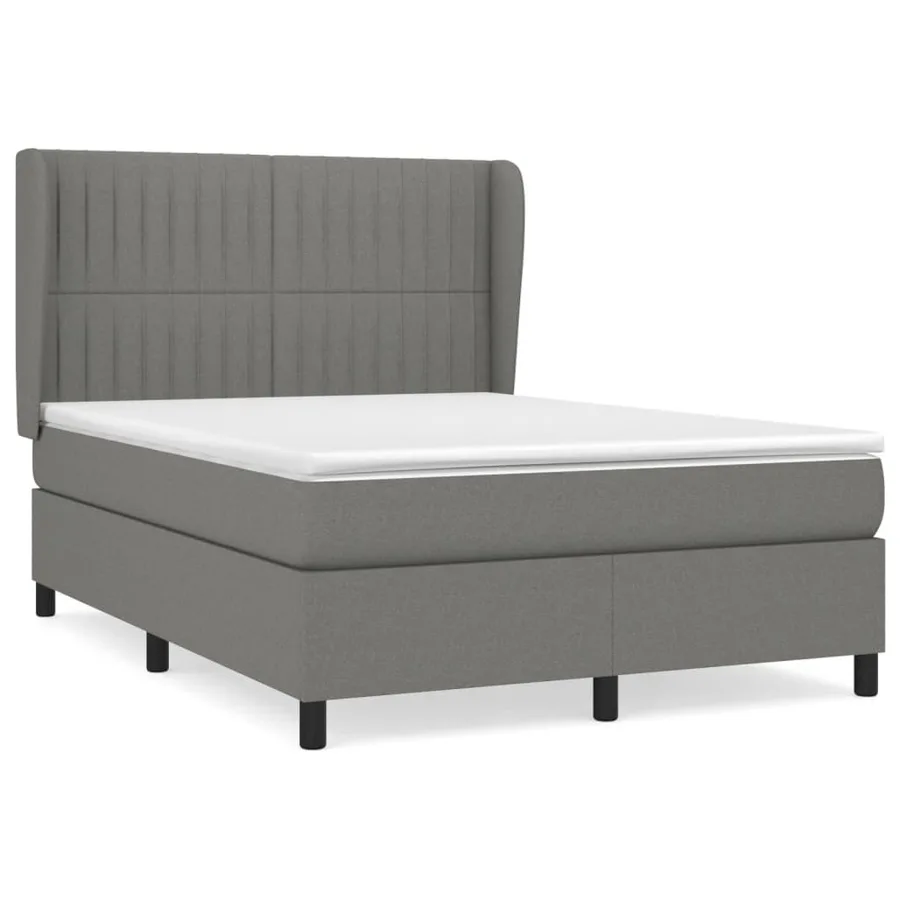 Sommier à lattes de lit avec matelas Gris foncé 140x200cm Tissu - 2