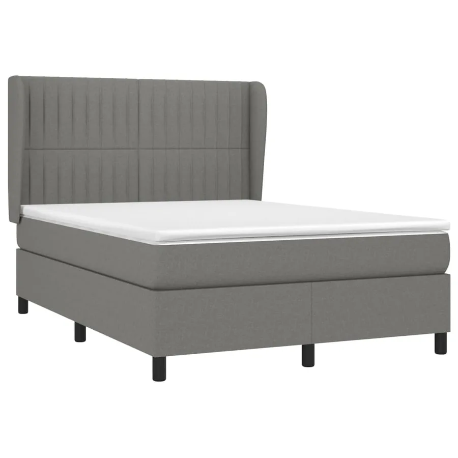 Sommier à lattes de lit avec matelas Gris foncé 140x200cm Tissu - 3