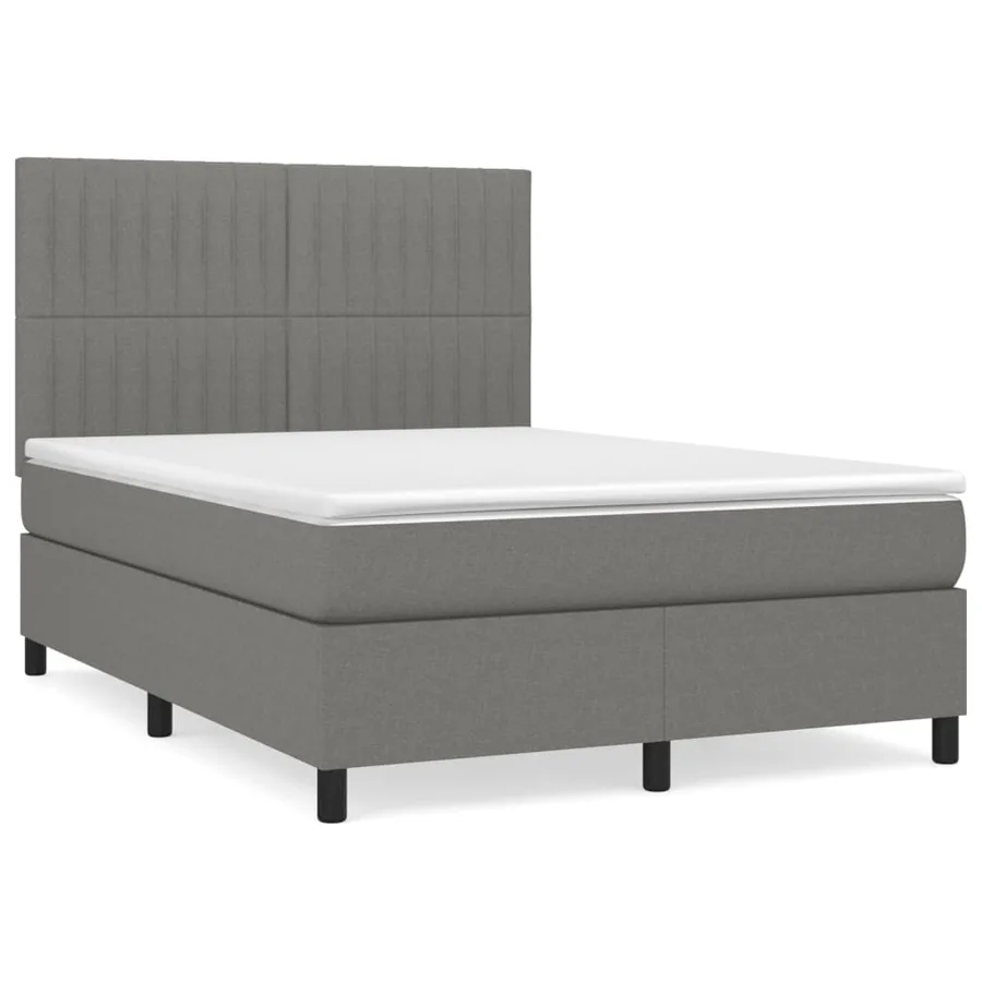Sommier à lattes de lit avec matelas Gris foncé 140x200cm Tissu - 2