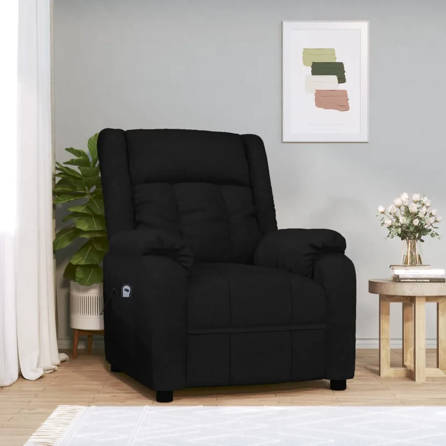 Fauteuil inclinable électrique Noir Tissu