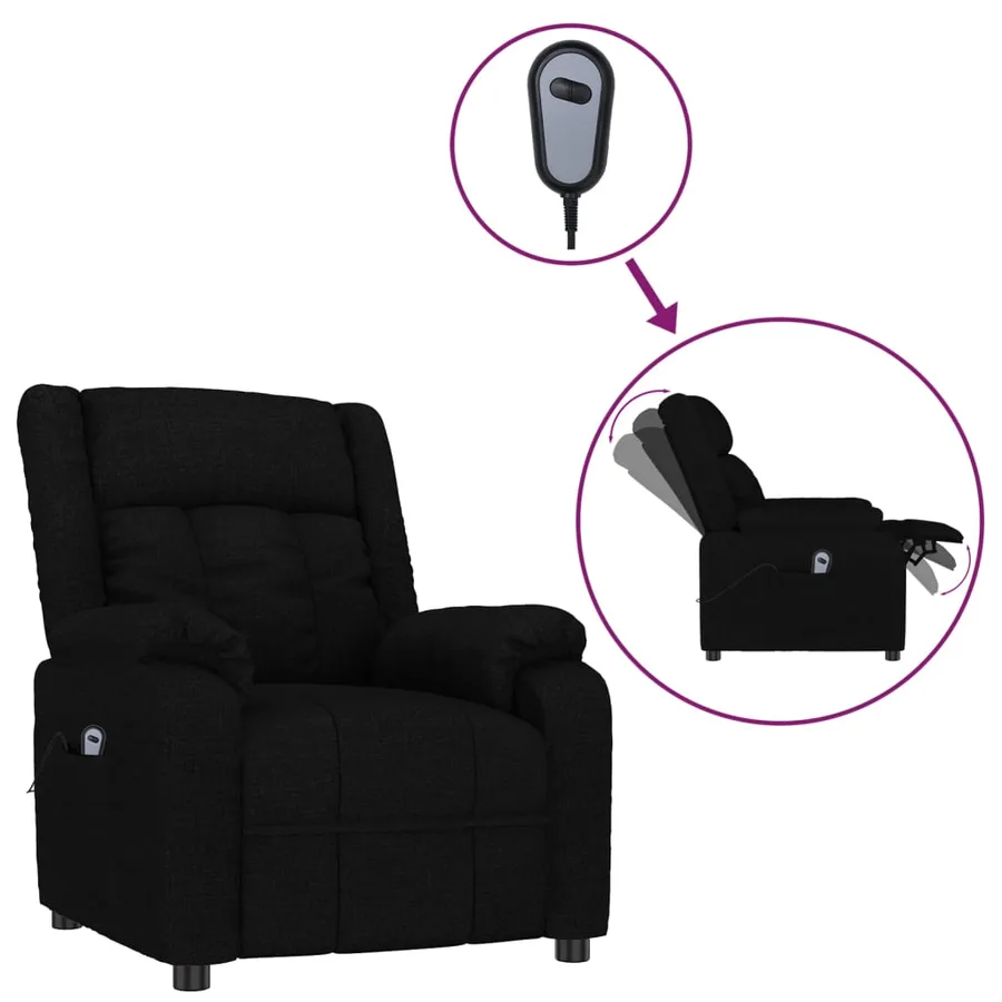 Fauteuil inclinable électrique Noir Tissu - 2