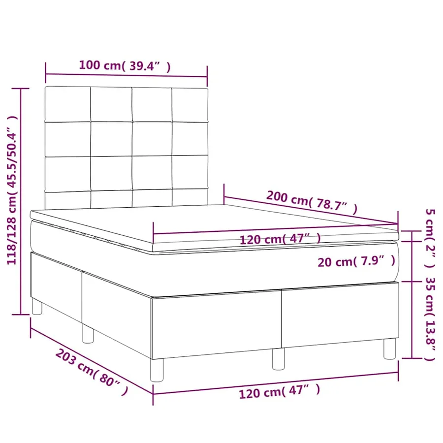 Sommier à lattes de lit matelas et LED Vert foncé 120x200 cm - 9