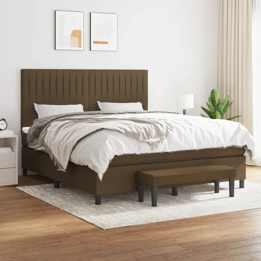 Sommier à lattes de lit avec matelas Marron foncé 180x200 cm