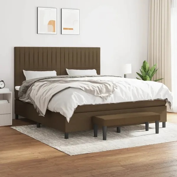 Sommier à lattes de lit avec matelas Marron foncé 180x200 cm