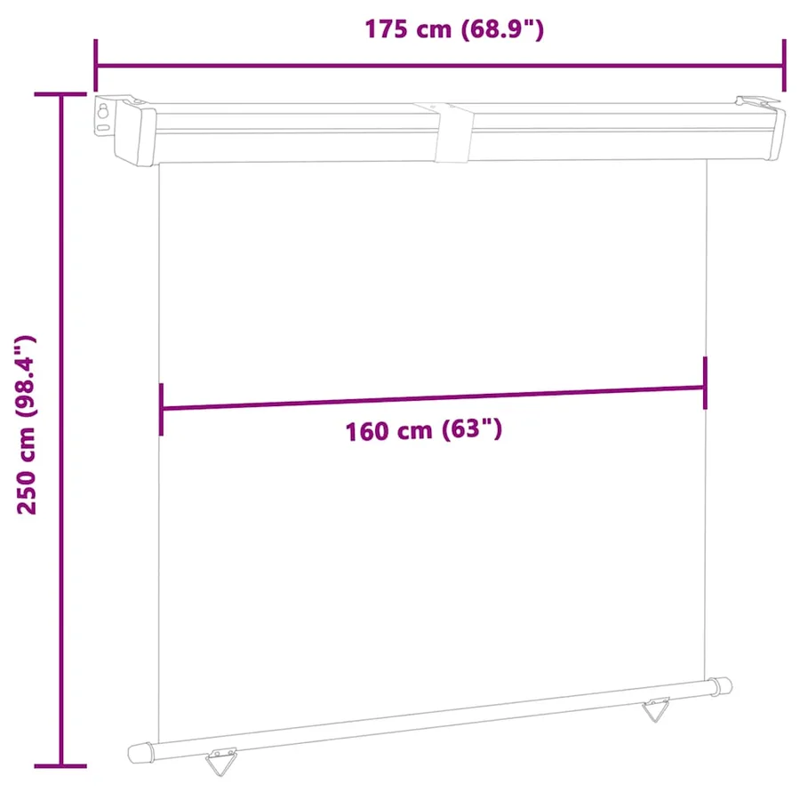 Auvent latéral de balcon 175x250 cm Crème - 10